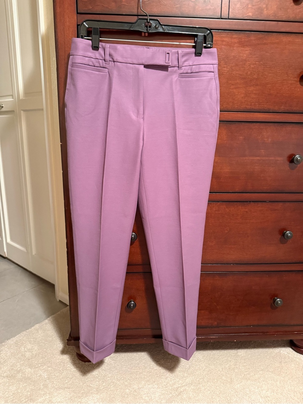 White House Black Market Lavender Straight-Leg Cropped Pants